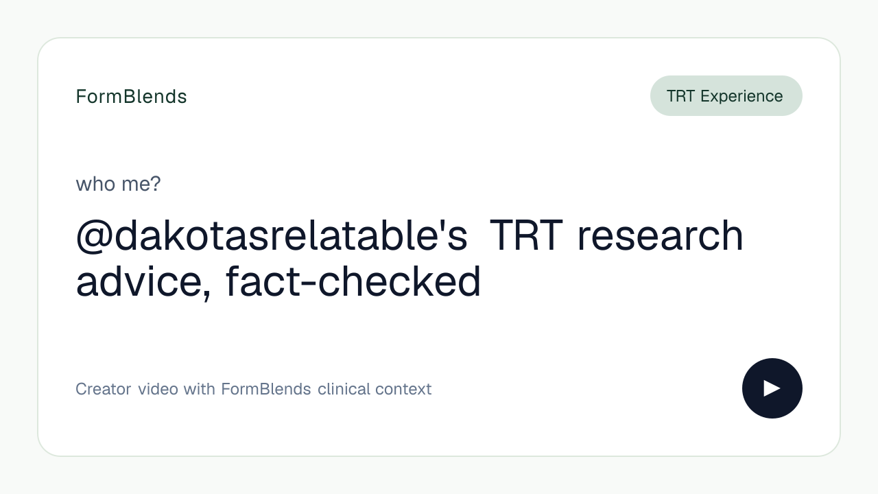 @dakotasrelatable's TRT research advice, fact-checked