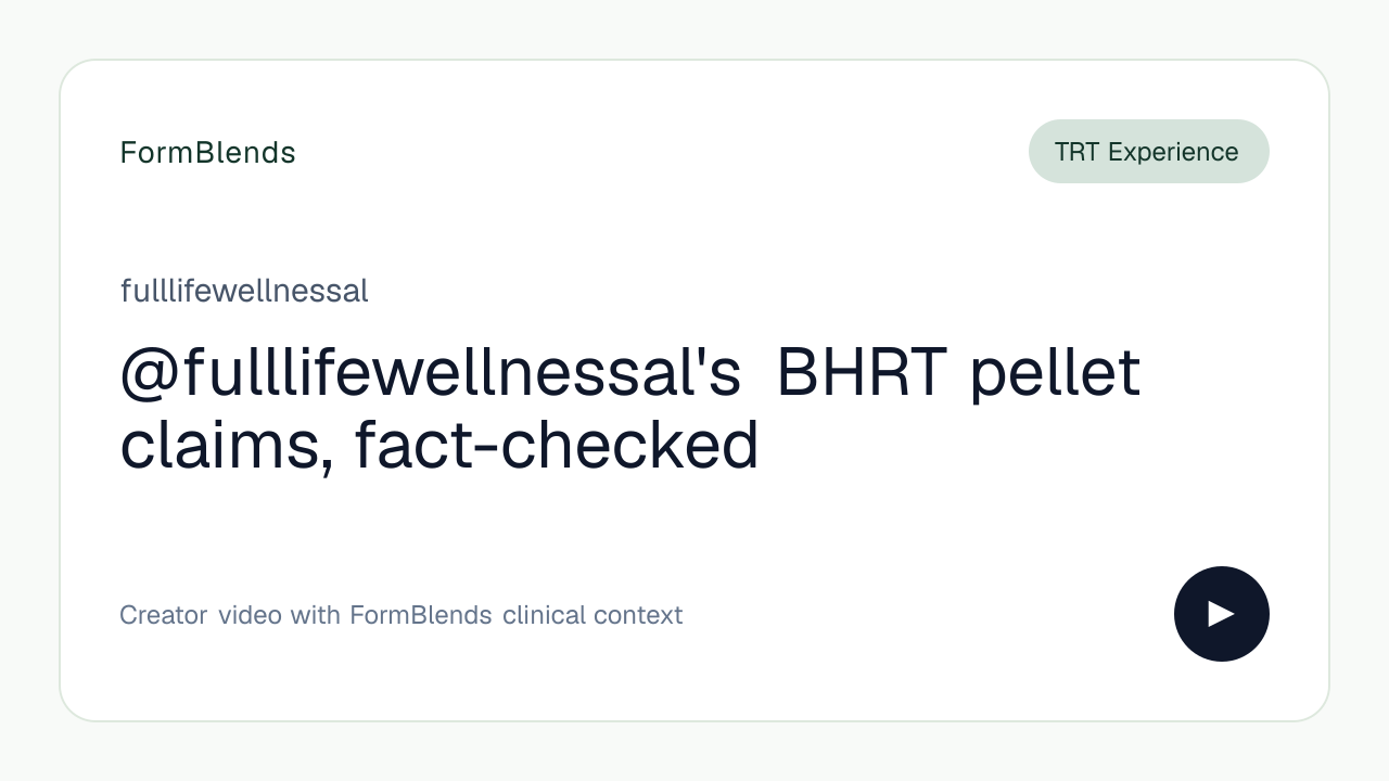 @fulllifewellnessal's BHRT pellet claims, fact-checked