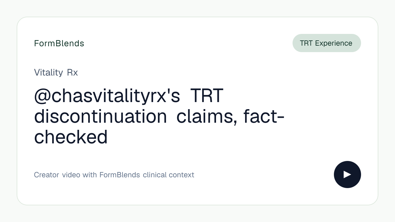 @chasvitalityrx's TRT discontinuation claims, fact-checked
