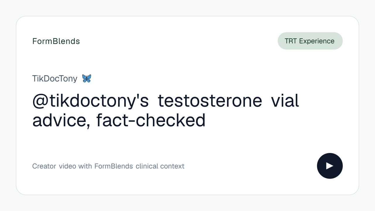 @tikdoctony's testosterone vial advice, fact-checked