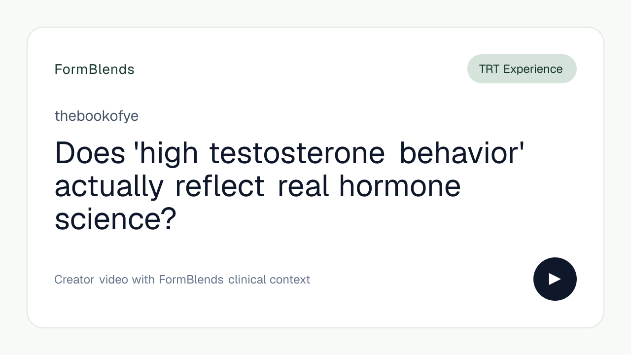 Does 'high testosterone behavior' actually reflect real hormone science?