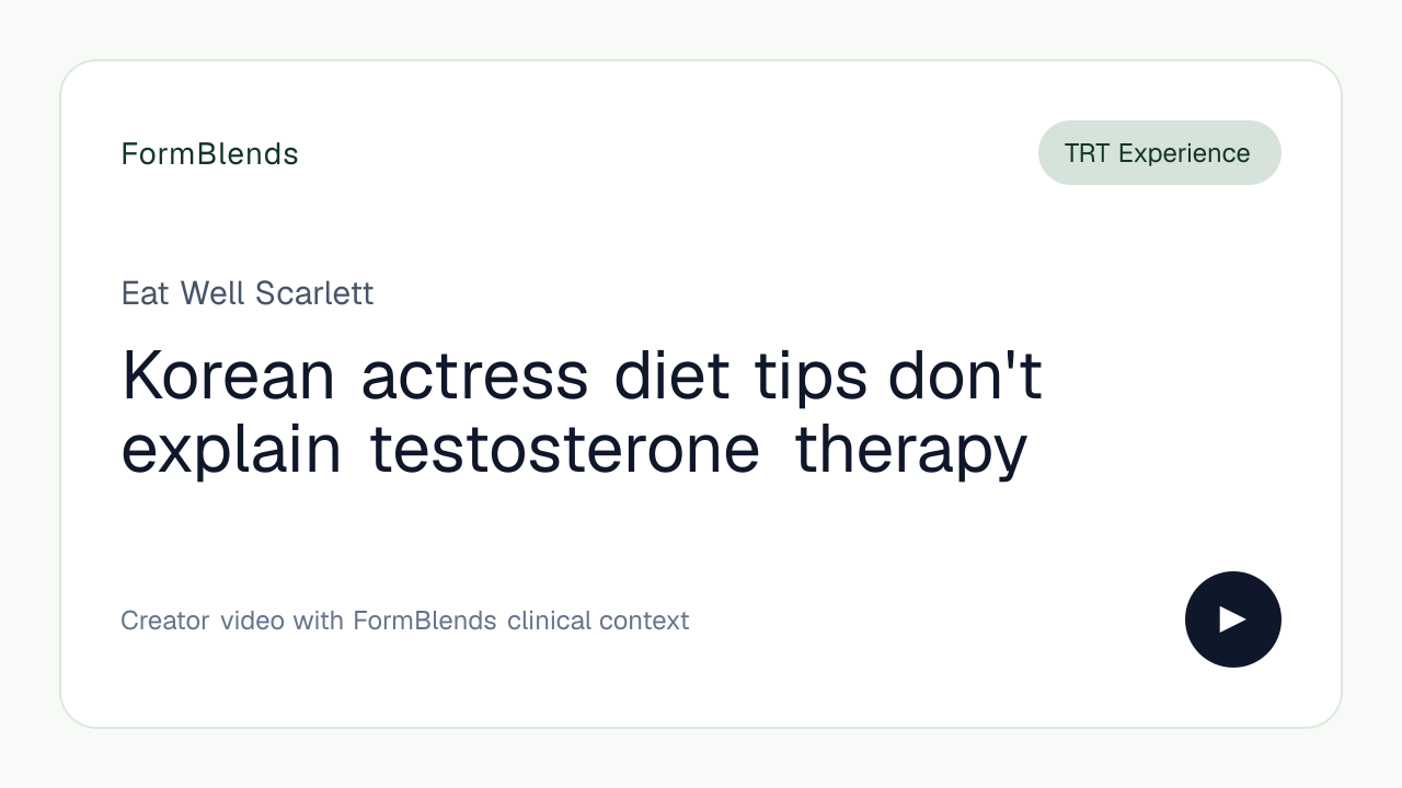 Korean actress diet tips don't explain testosterone therapy