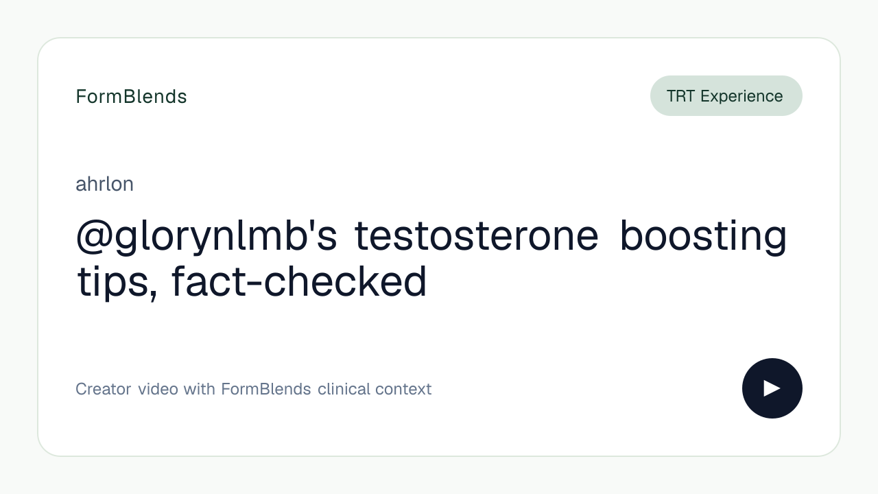 @glorynlmb's testosterone boosting tips, fact-checked