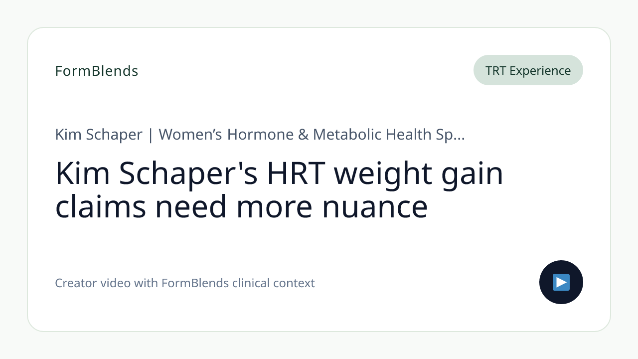 Kim Schaper's HRT weight gain claims need more nuance
