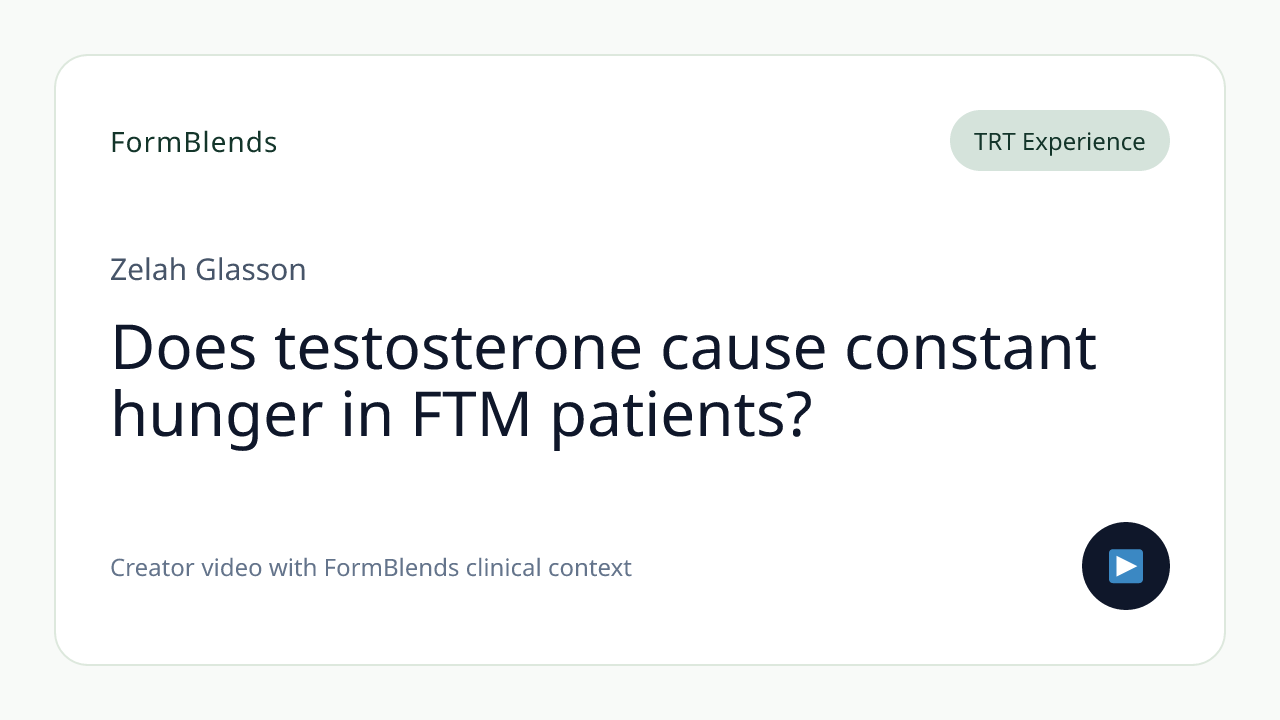 Does testosterone cause constant hunger in FTM patients?