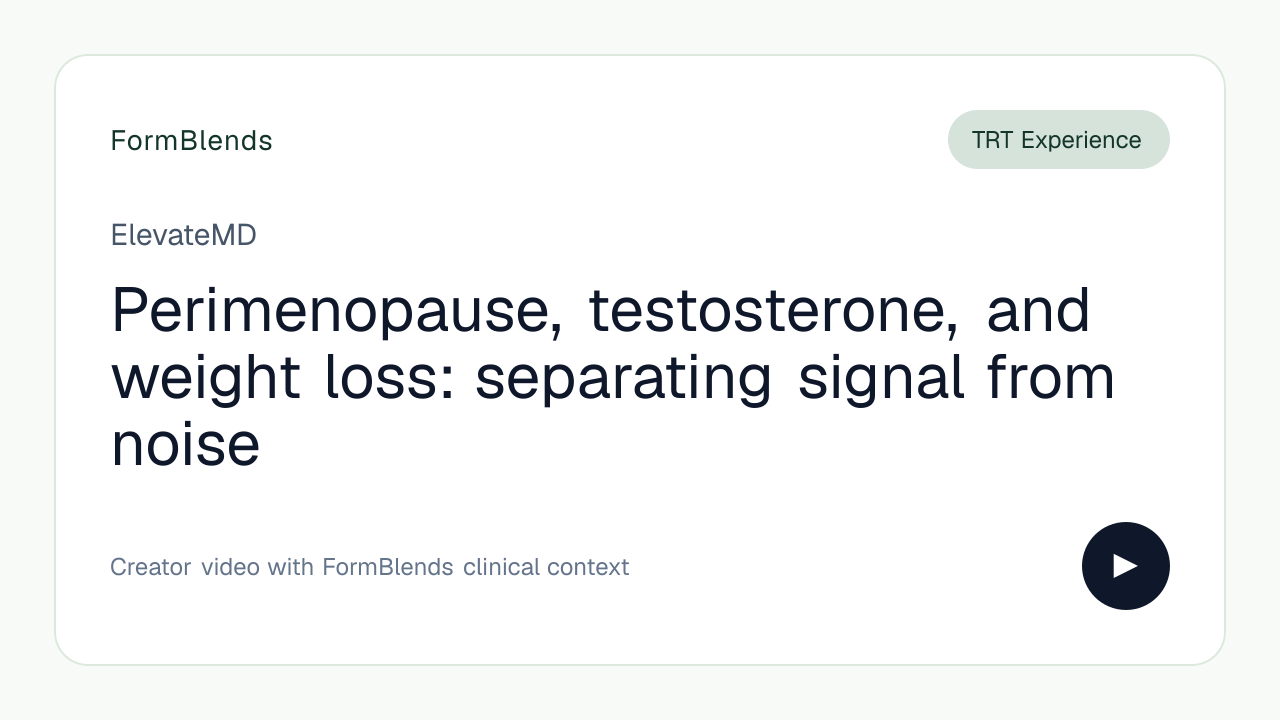 Perimenopause, testosterone, and weight loss: separating signal from noise