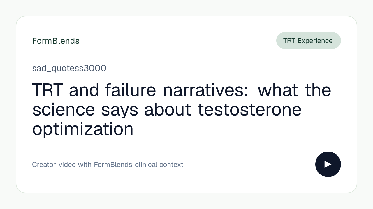 TRT and failure narratives: what the science says about testosterone optimization