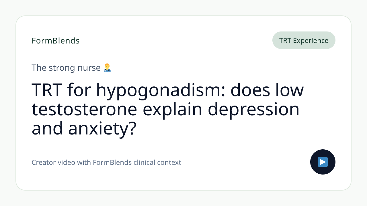 TRT for hypogonadism: does low testosterone explain depression and anxiety?