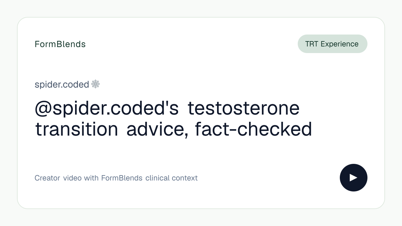 @spider.coded's testosterone transition advice, fact-checked