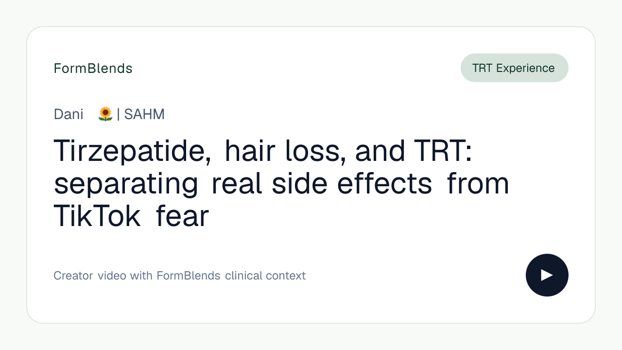 Tirzepatide, hair loss, and TRT: separating real side effects from TikTok fear