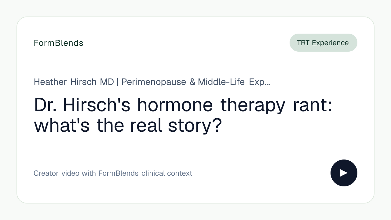Dr. Hirsch's hormone therapy rant: what's the real story?