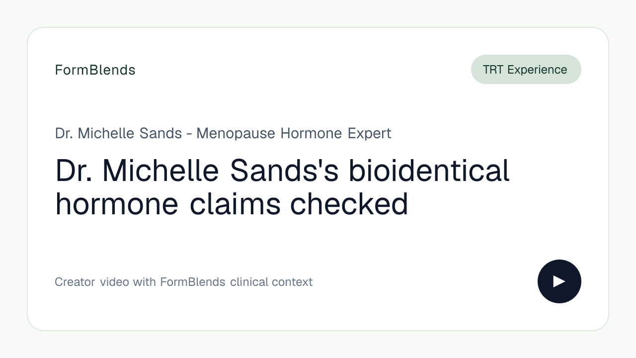 Dr. Michelle Sands's bioidentical hormone claims checked
