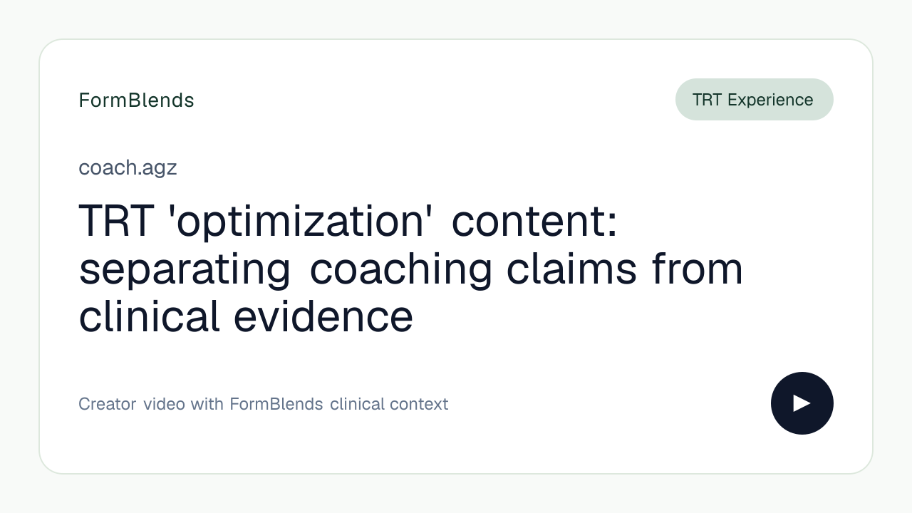 TRT 'optimization' content: separating coaching claims from clinical evidence