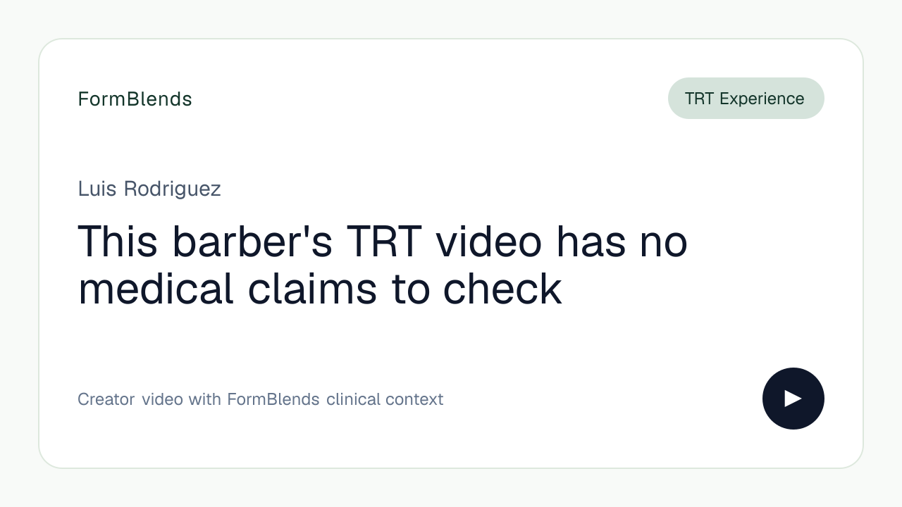This barber's TRT video has no medical claims to check