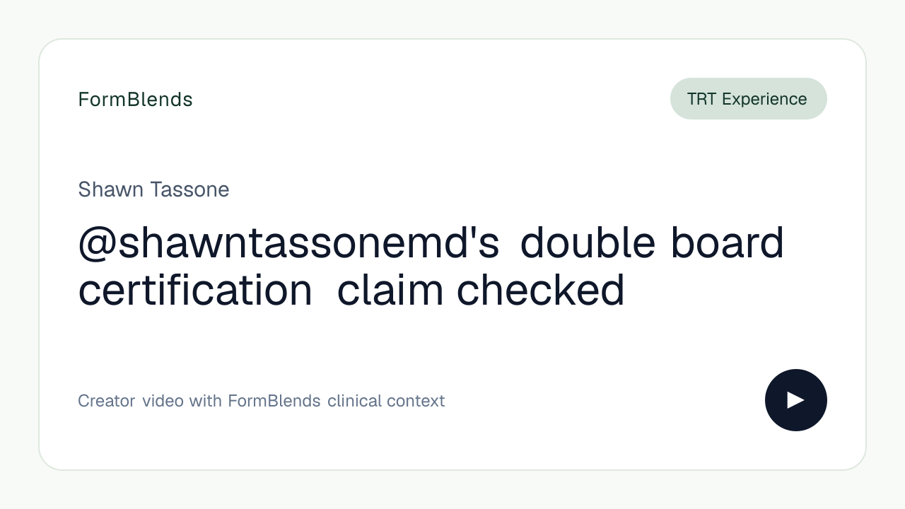 @shawntassonemd's double board certification claim checked