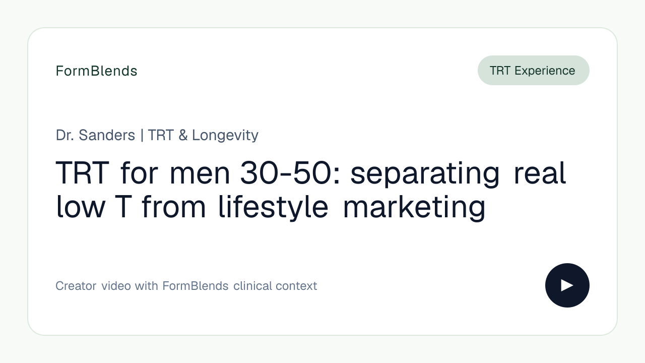 TRT for men 30-50: separating real low T from lifestyle marketing