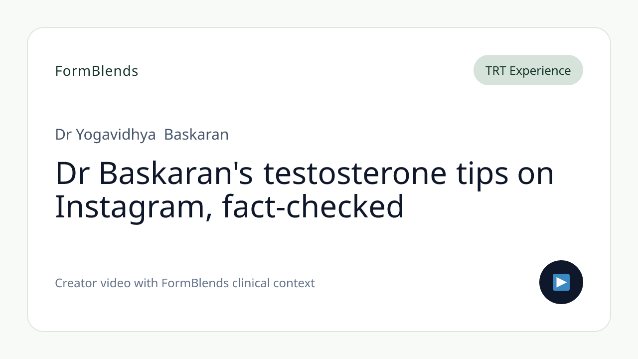 Dr Baskaran's testosterone tips on Instagram, fact-checked
