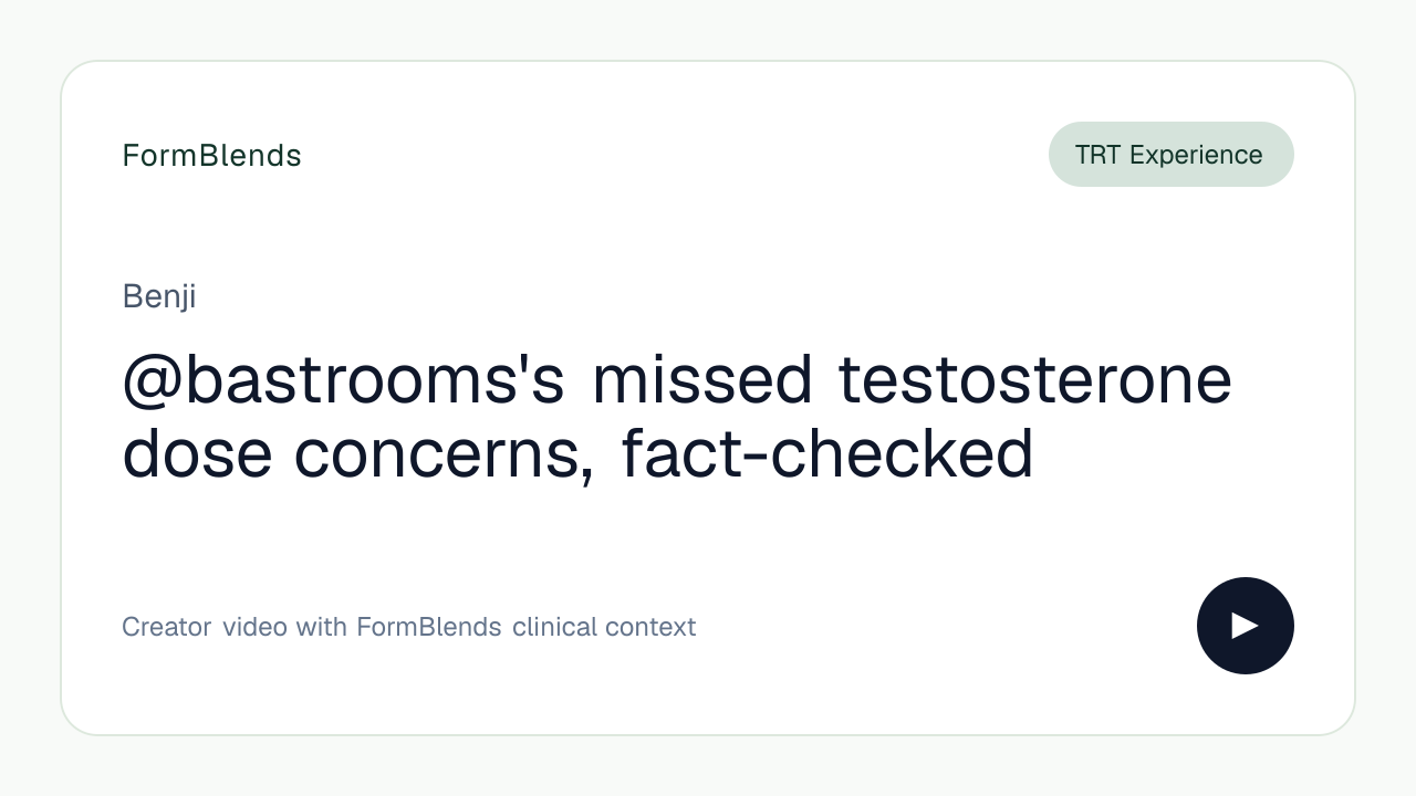 @bastrooms's missed testosterone dose concerns, fact-checked