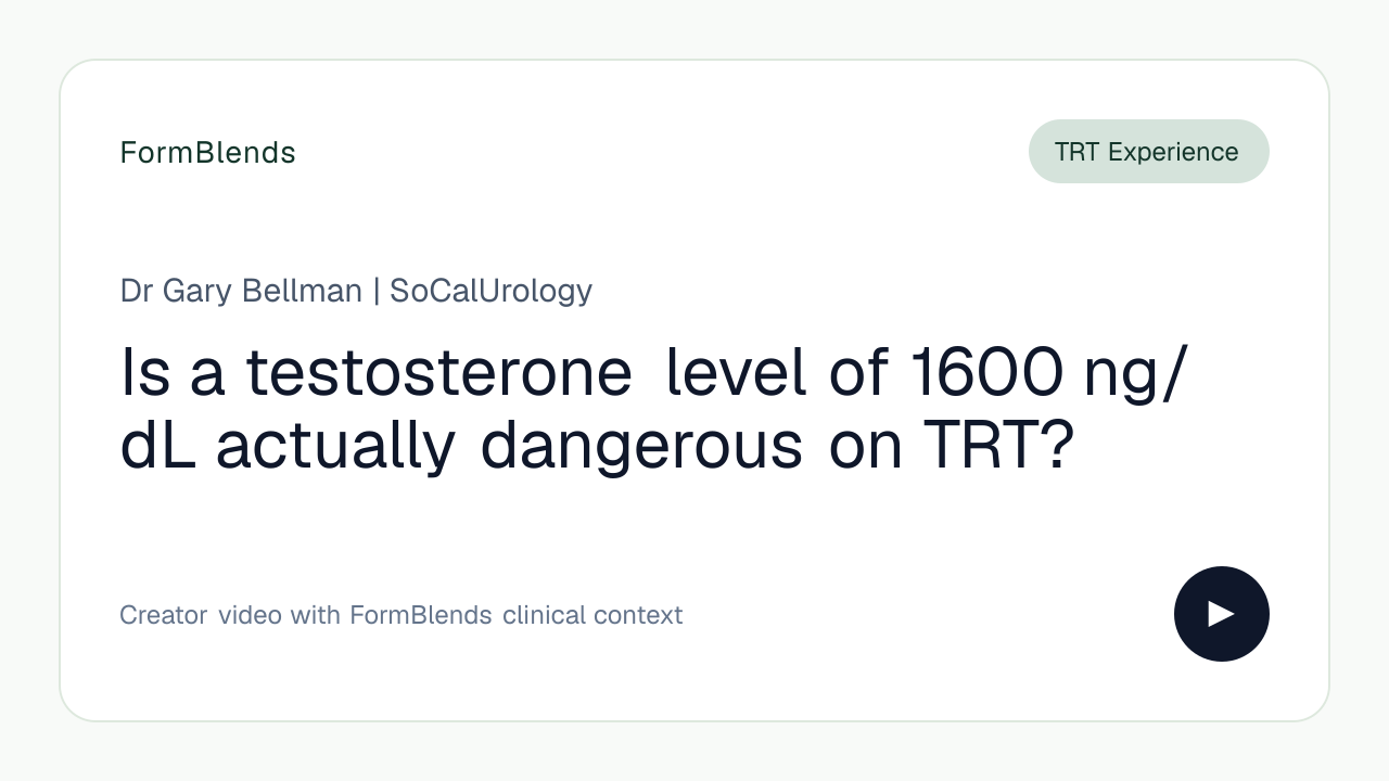 Is a testosterone level of 1600 ng/dL actually dangerous on TRT?