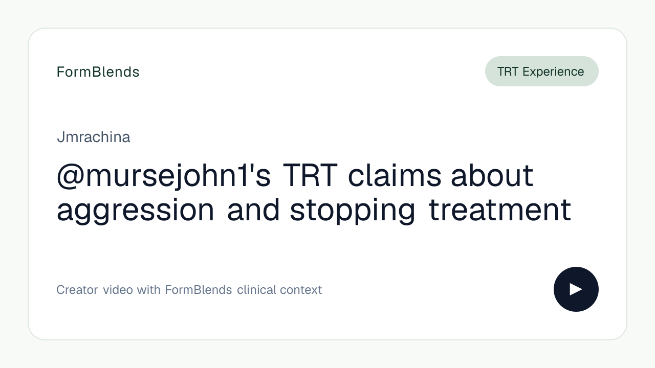 @mursejohn1's TRT claims about aggression and stopping treatment