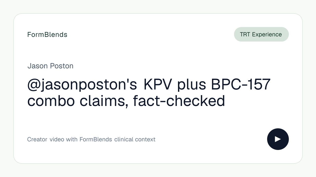 @jasonposton's KPV plus BPC-157 combo claims, fact-checked