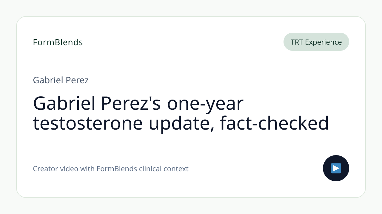 Gabriel Perez's one-year testosterone update, fact-checked