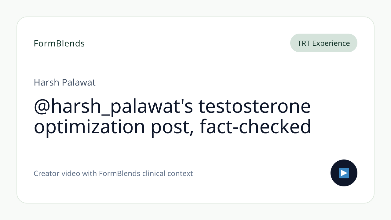 @harsh_palawat's testosterone optimization post, fact-checked