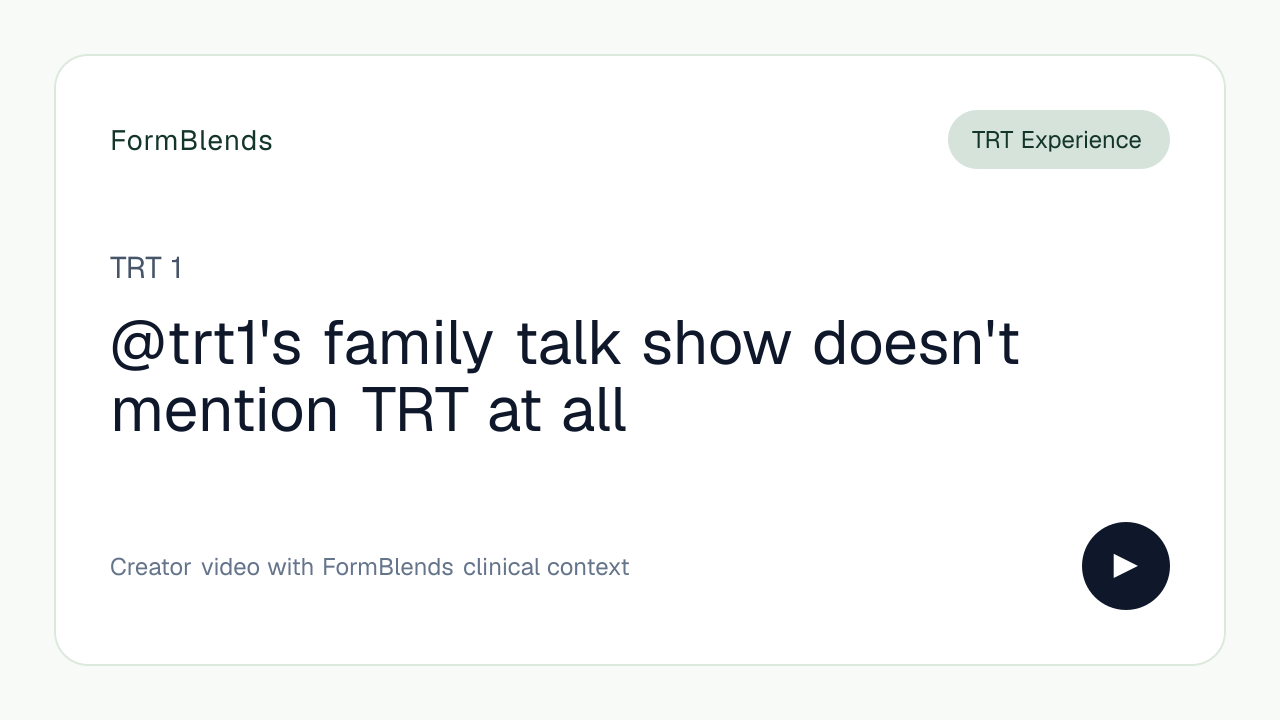 @trt1's family talk show doesn't mention TRT at all