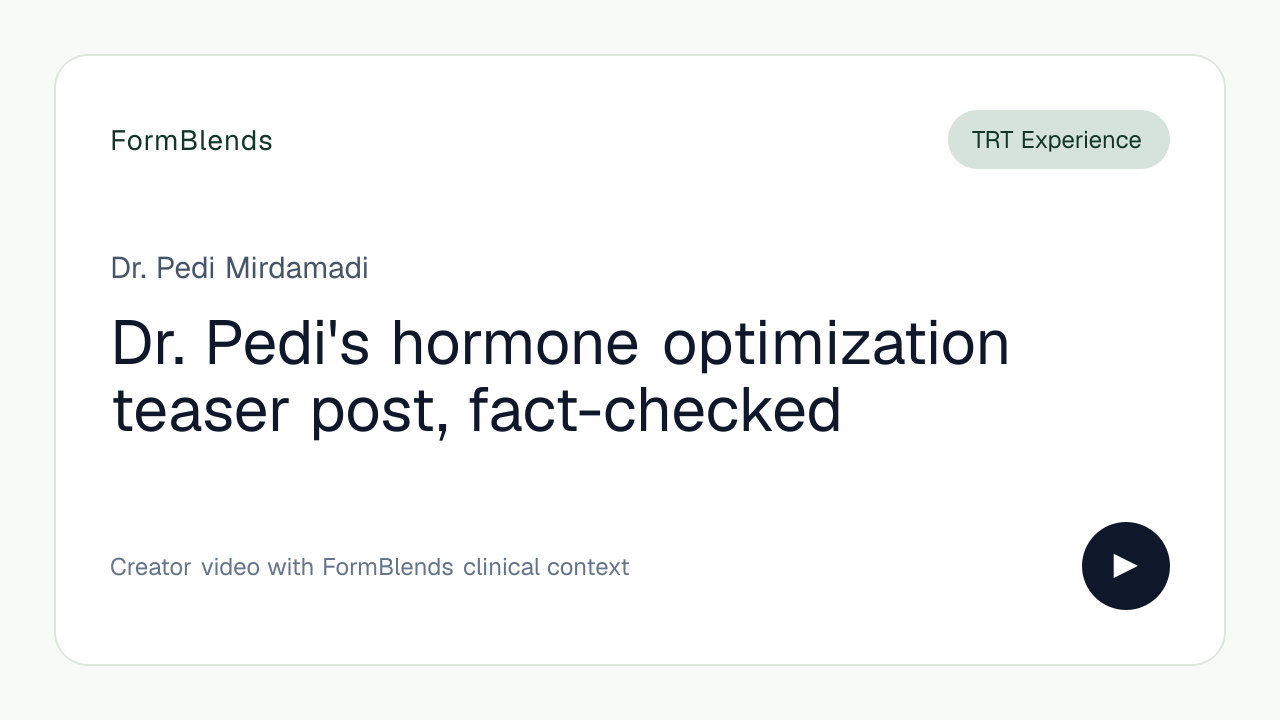 Dr. Pedi's hormone optimization teaser post, fact-checked