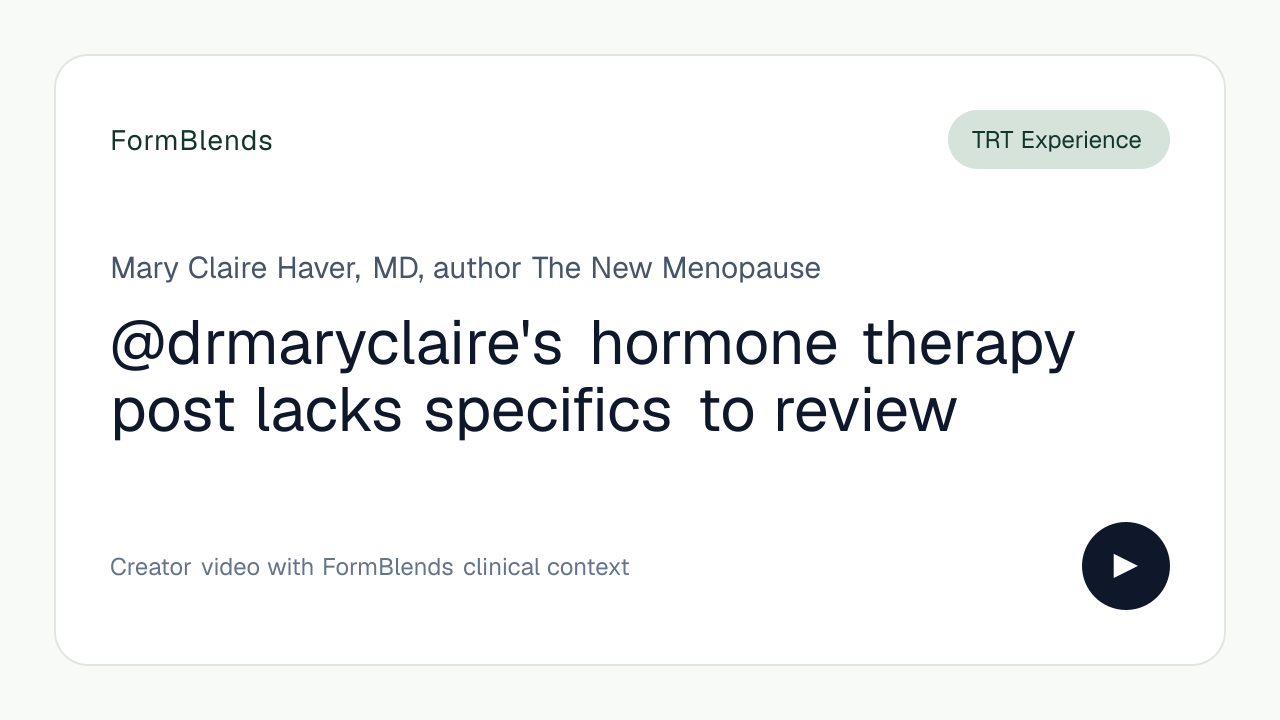 @drmaryclaire's hormone therapy post lacks specifics to review