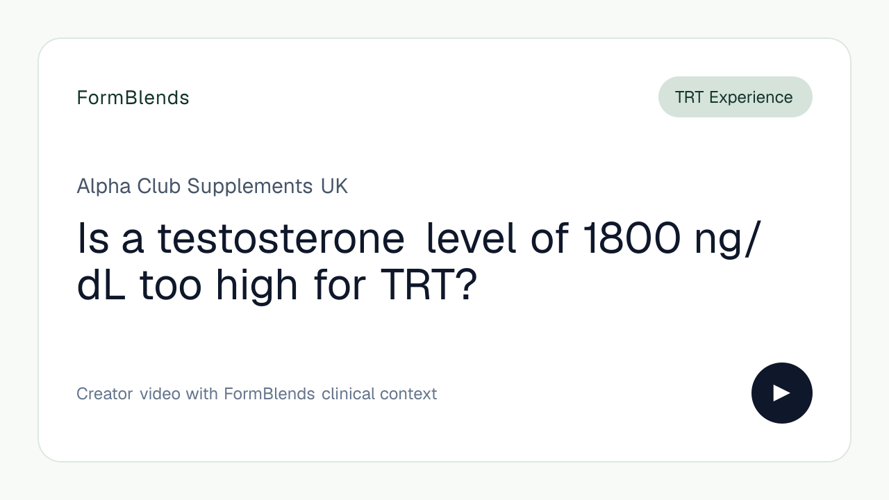 Is a testosterone level of 1800 ng/dL too high for TRT?