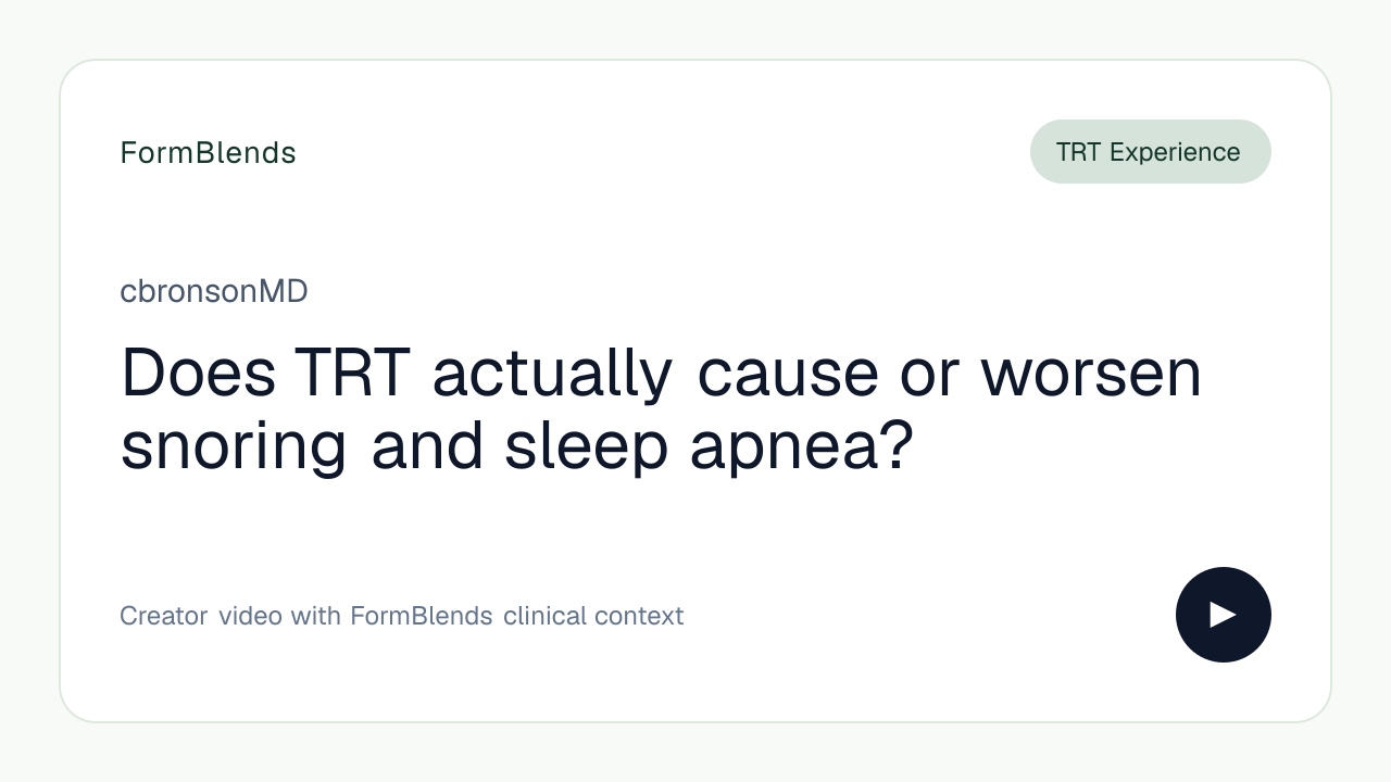 Does TRT actually cause or worsen snoring and sleep apnea?