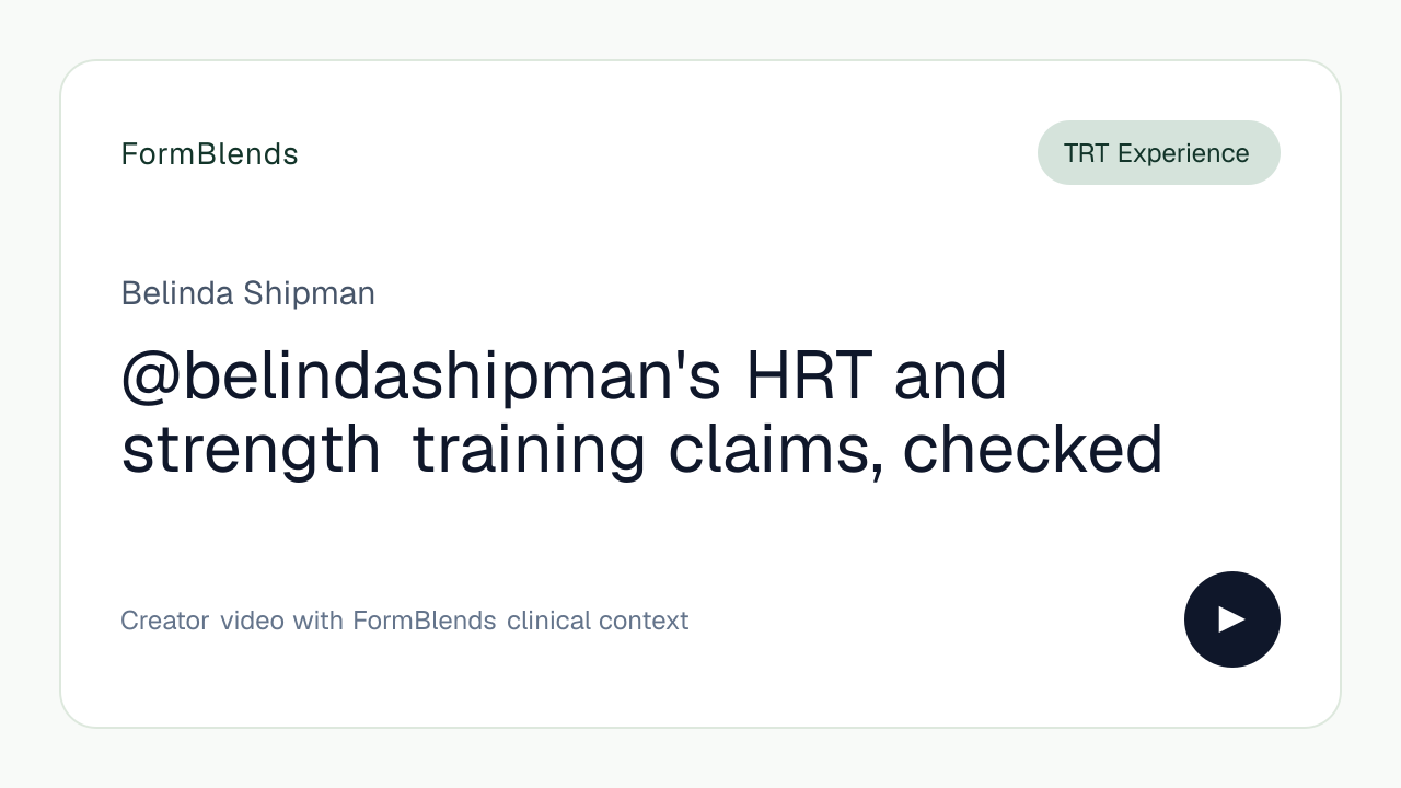 @belindashipman's HRT and strength training claims, checked