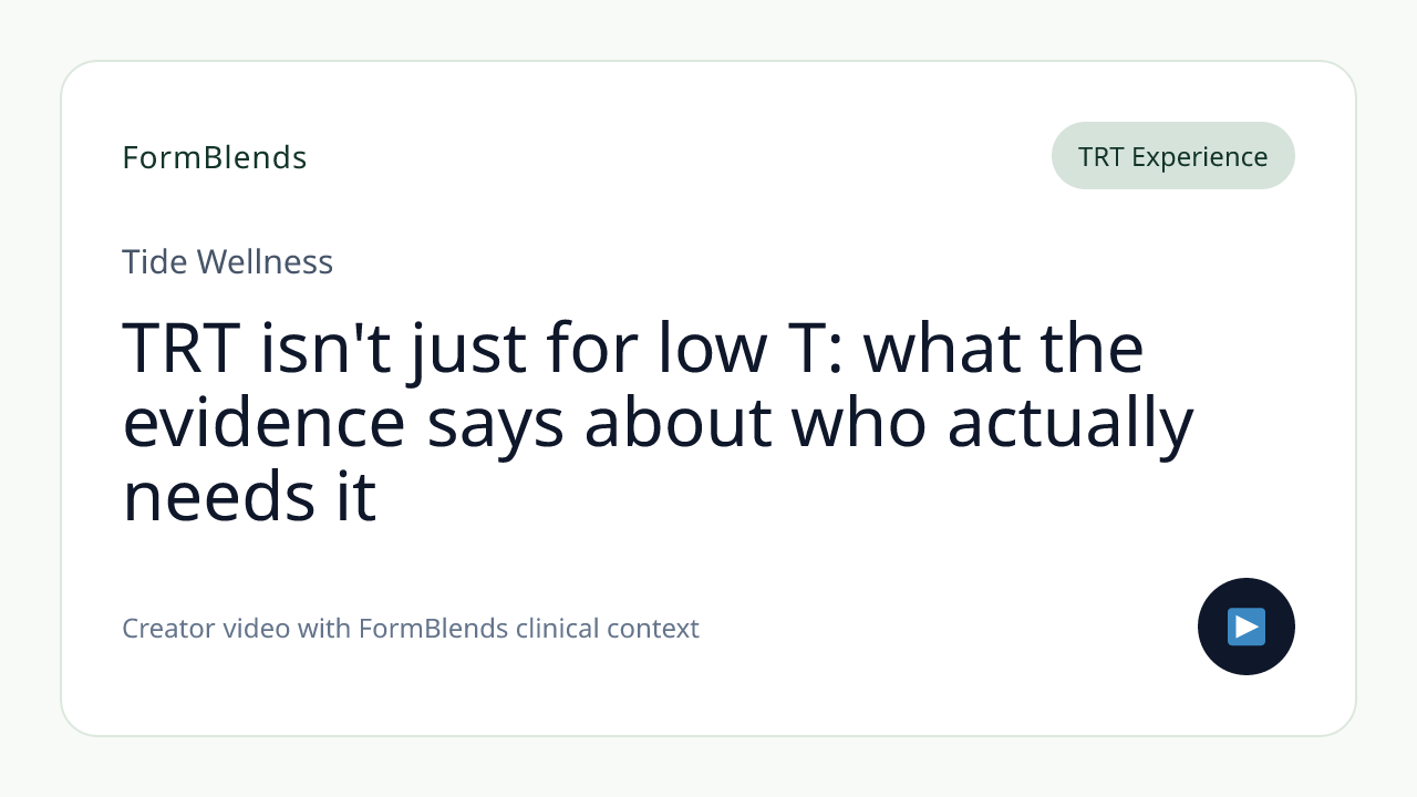 TRT isn't just for low T: what the evidence says about who actually needs it