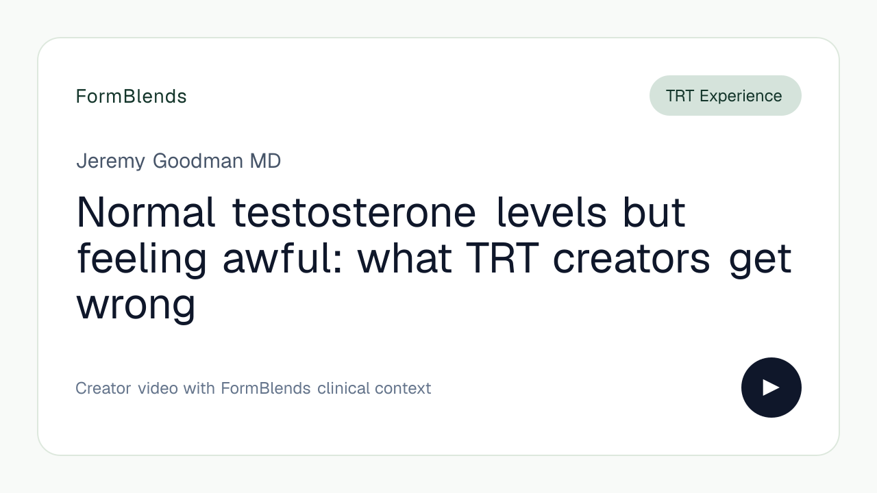 Normal testosterone levels but feeling awful: what TRT creators get wrong