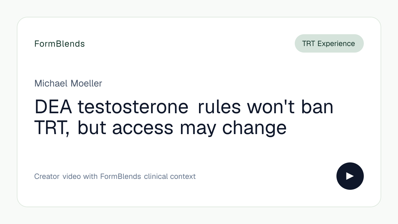 DEA testosterone rules won't ban TRT, but access may change