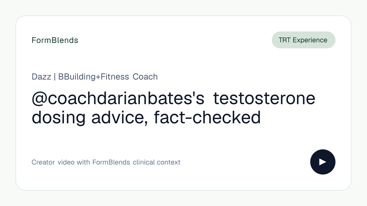 @coachdarianbates's testosterone dosing advice, fact-checked