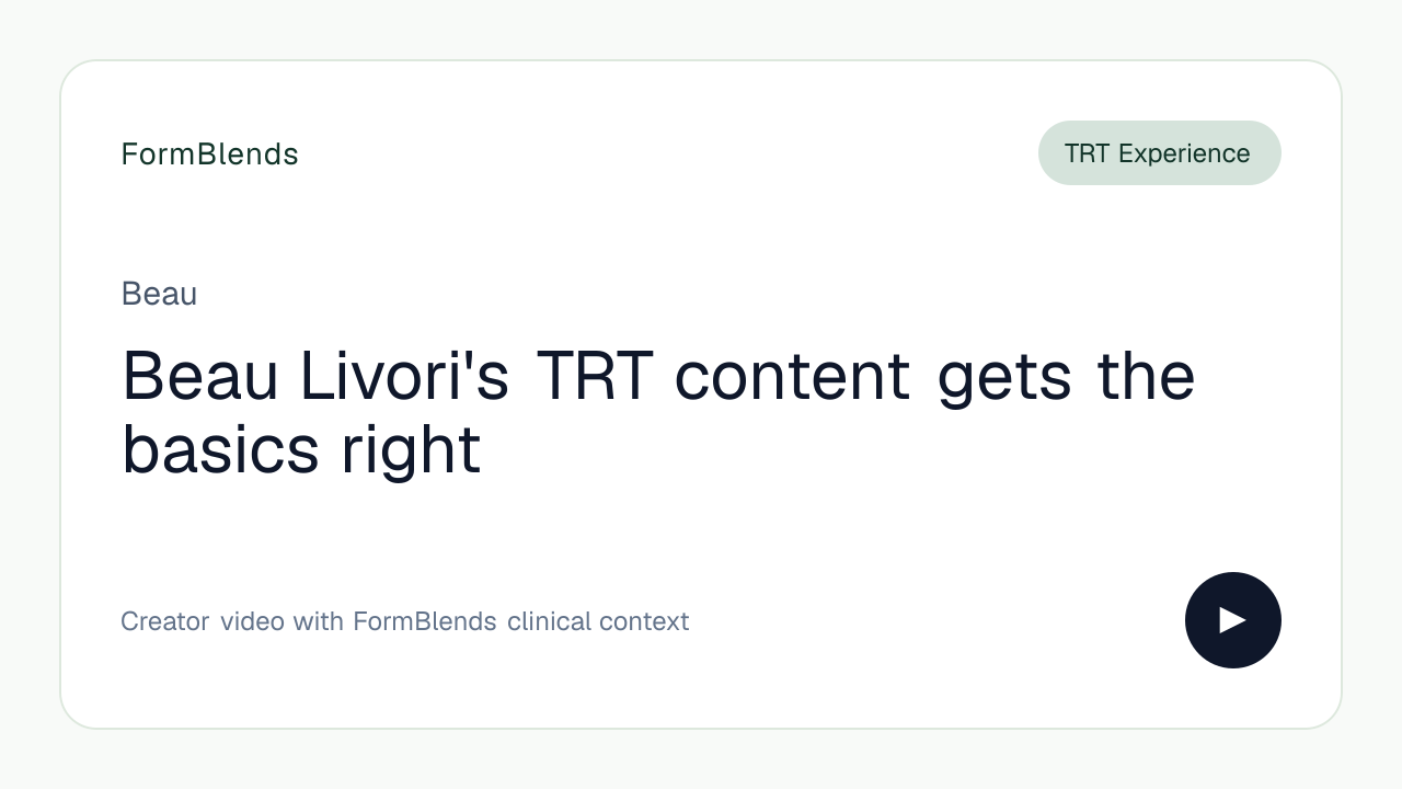 Beau Livori's TRT content gets the basics right