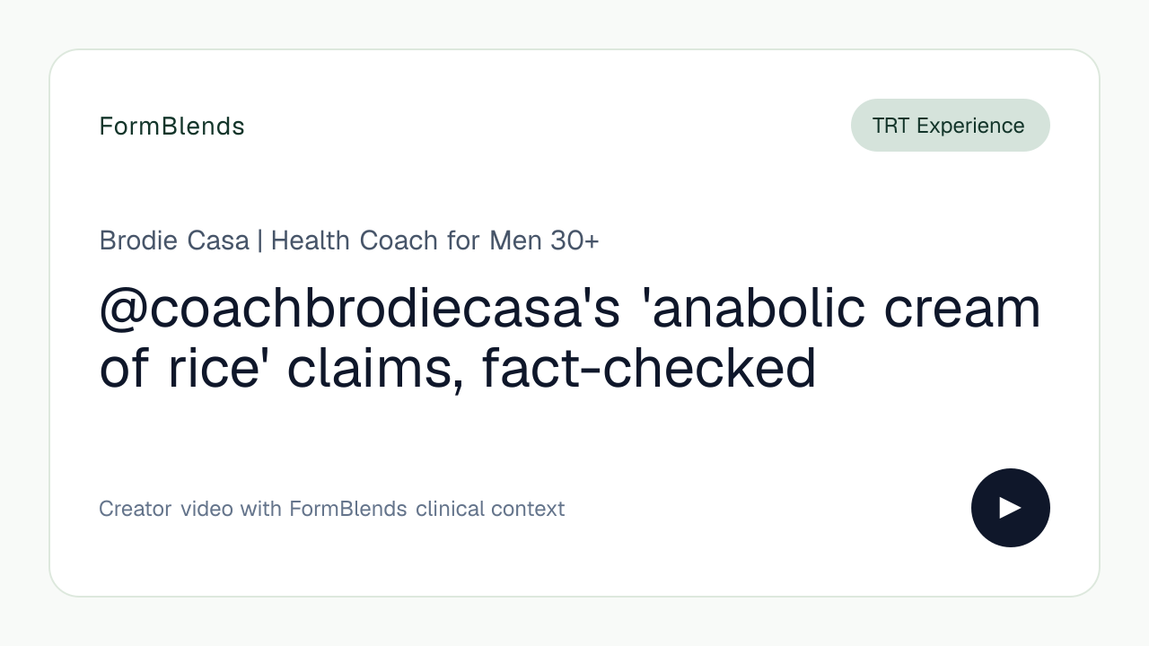 @coachbrodiecasa's 'anabolic cream of rice' claims, fact-checked