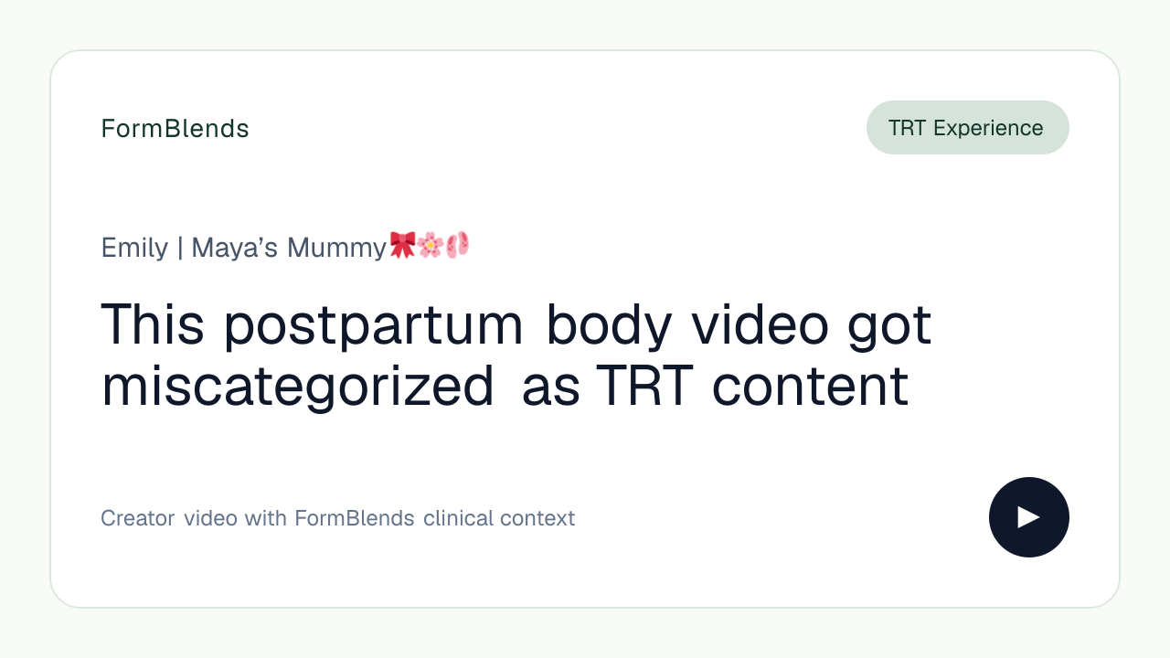 This postpartum body video got miscategorized as TRT content