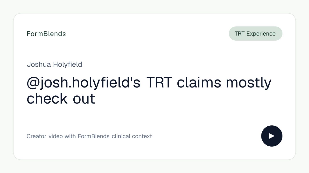 @josh.holyfield's TRT claims mostly check out