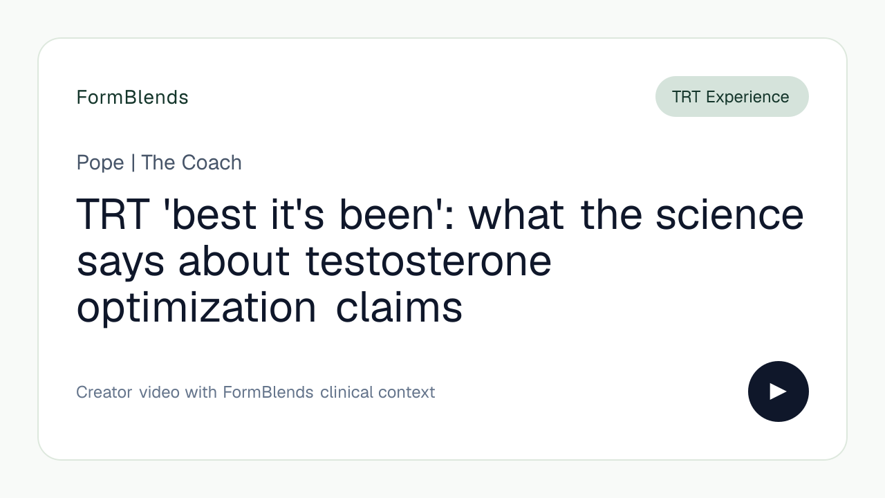 TRT 'best it's been': what the science says about testosterone optimization claims