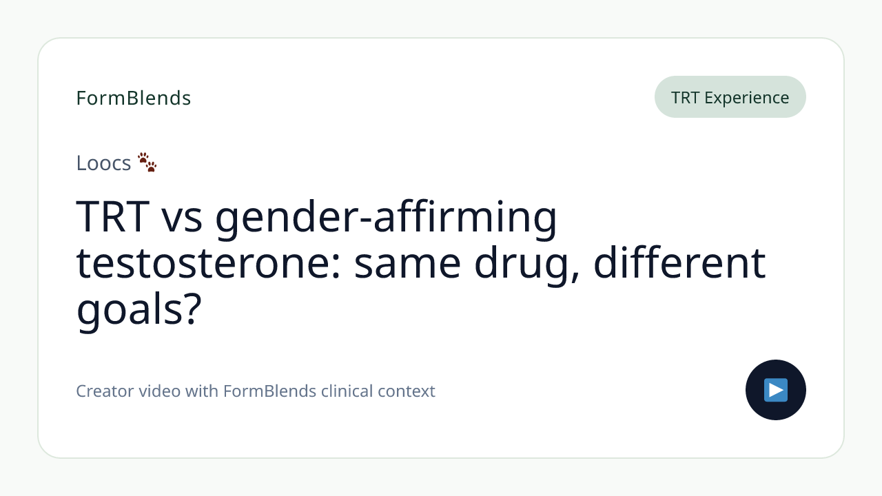 TRT vs gender-affirming testosterone: same drug, different goals?