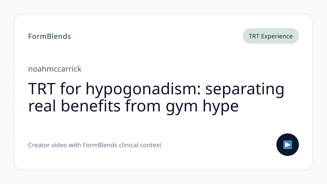 TRT for hypogonadism: separating real benefits from gym hype
