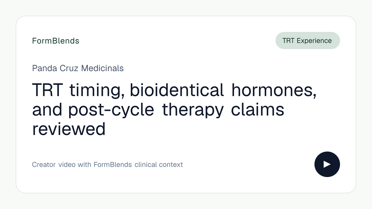 TRT timing, bioidentical hormones, and post-cycle therapy claims reviewed