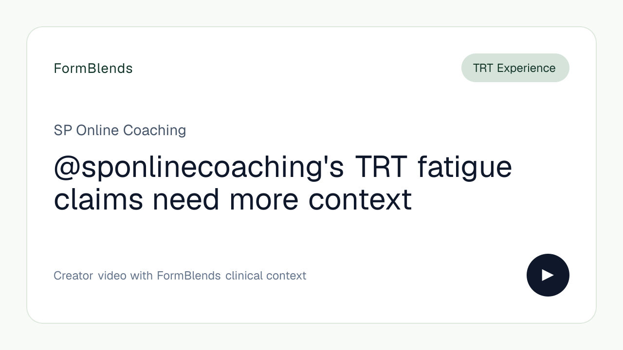 @sponlinecoaching's TRT fatigue claims need more context