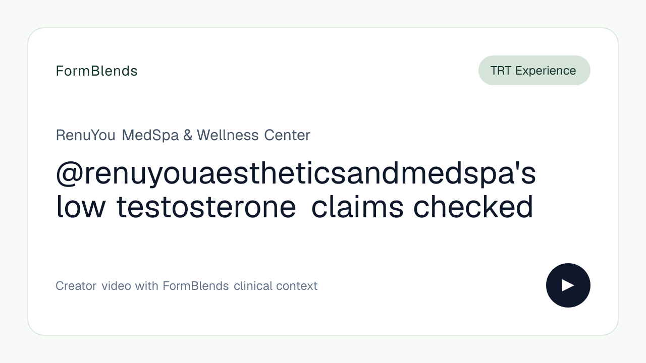 @renuyouaestheticsandmedspa's low testosterone claims checked