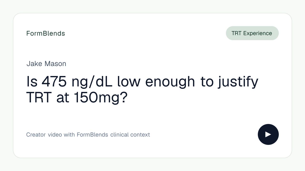 Is 475 ng/dL low enough to justify TRT at 150mg?