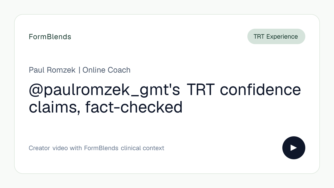 @paulromzek_gmt's TRT confidence claims, fact-checked
