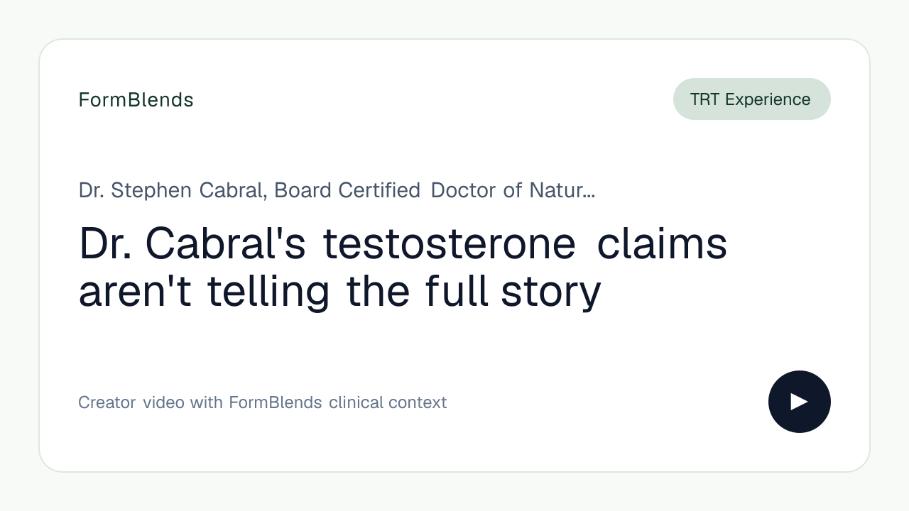 Dr. Cabral's testosterone claims aren't telling the full story